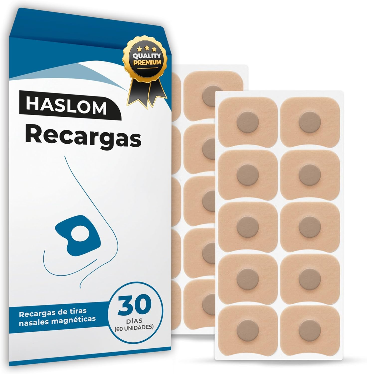 30_ Recambios Parches Tiras Nasales Magnéticas PREMIUM + Guía De Uso – Pack 30 D