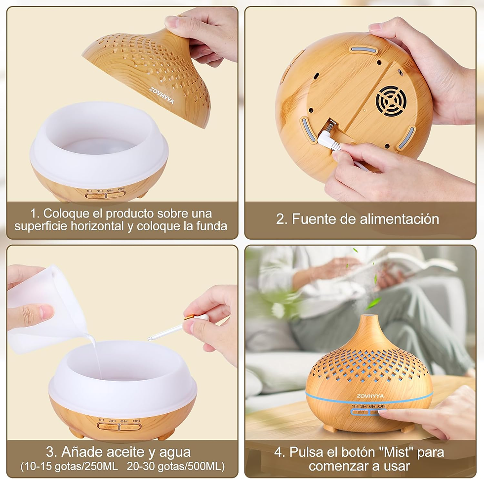 Miniatura: 500ML Difusor De Aroma Máquina De Aromaterapia Con 14 LED Difusor De Humidificad