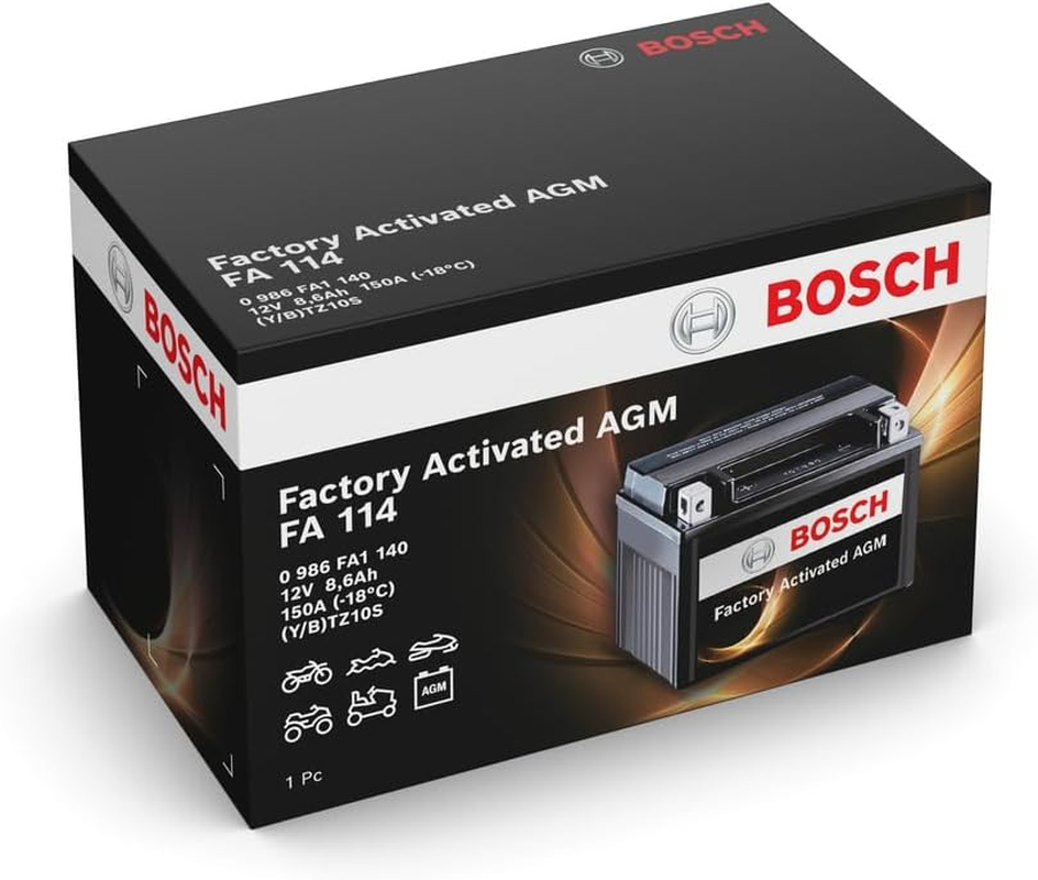 Miniatura: Bosch FA114 - Batería Para Motocicletas AGM - 12V 150A 8,6Ah - Adecuada Para Mot