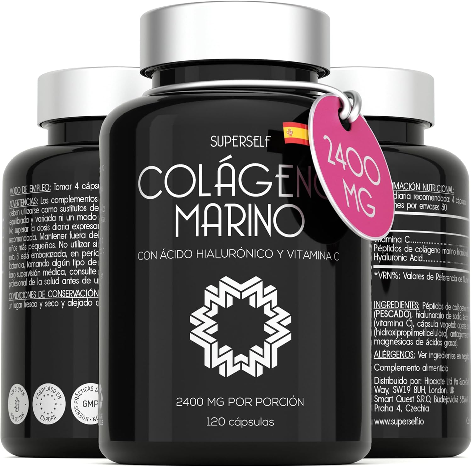 Colágeno Marino Hidrolizado - 2400 Mg Colageno Puro Con Ácido Hialurónico Y Vita