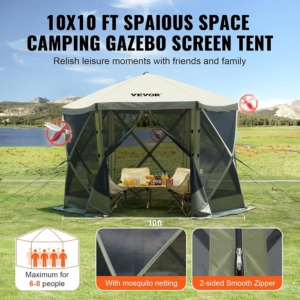 Miniatura: VEVOR Carpa Plegable Para Cenador, Con Pantalla Emergente, 6 Lados, Refugio Sola