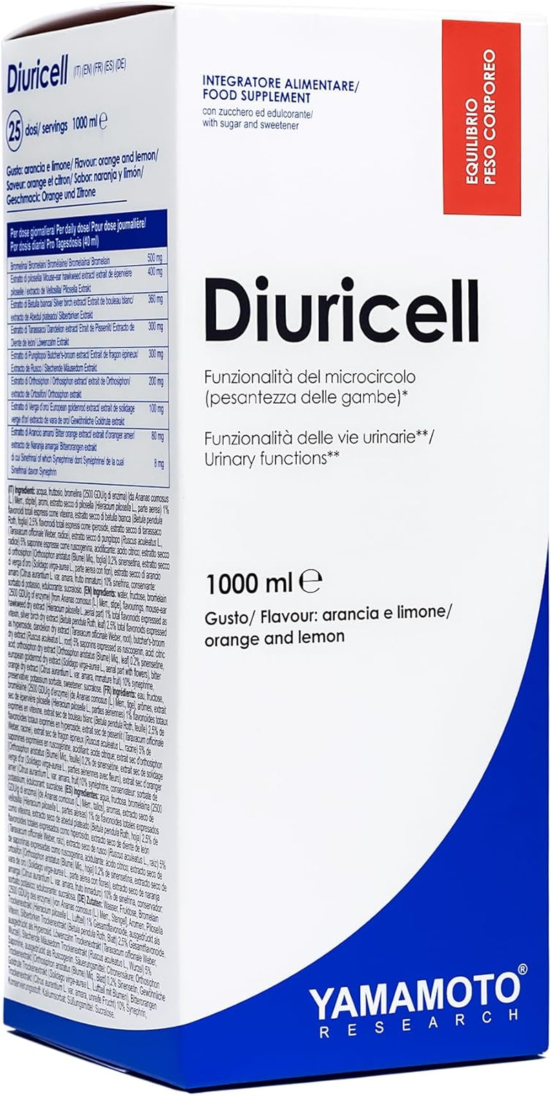 YAMAMOTO Research, Diuricell 1L, Suplemento Drenante De Extractos Vegetales, Ide