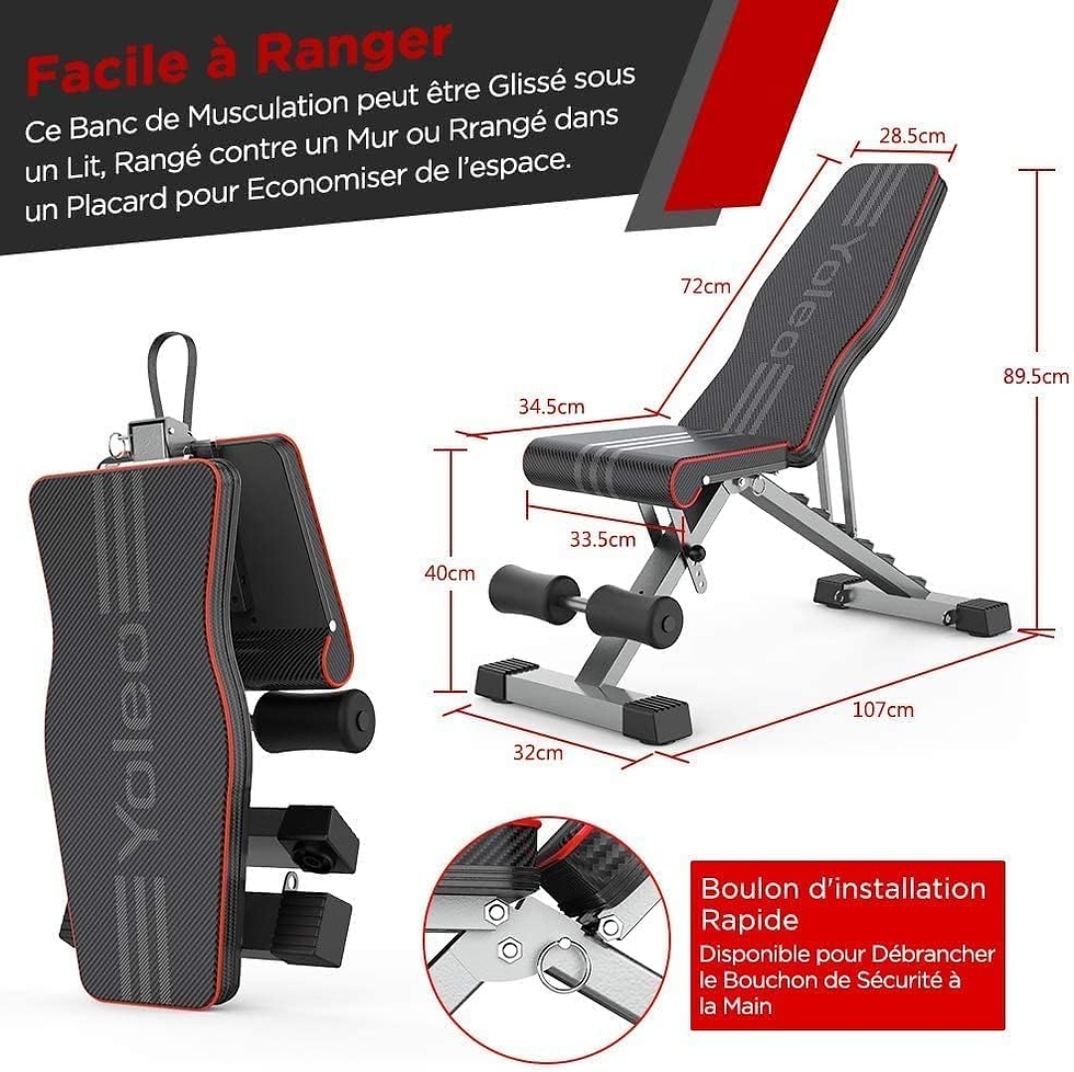 Miniatura: YOLEO Folding Weight Bench, Multifunctional Training Fitness Bench, Abdominal Tr