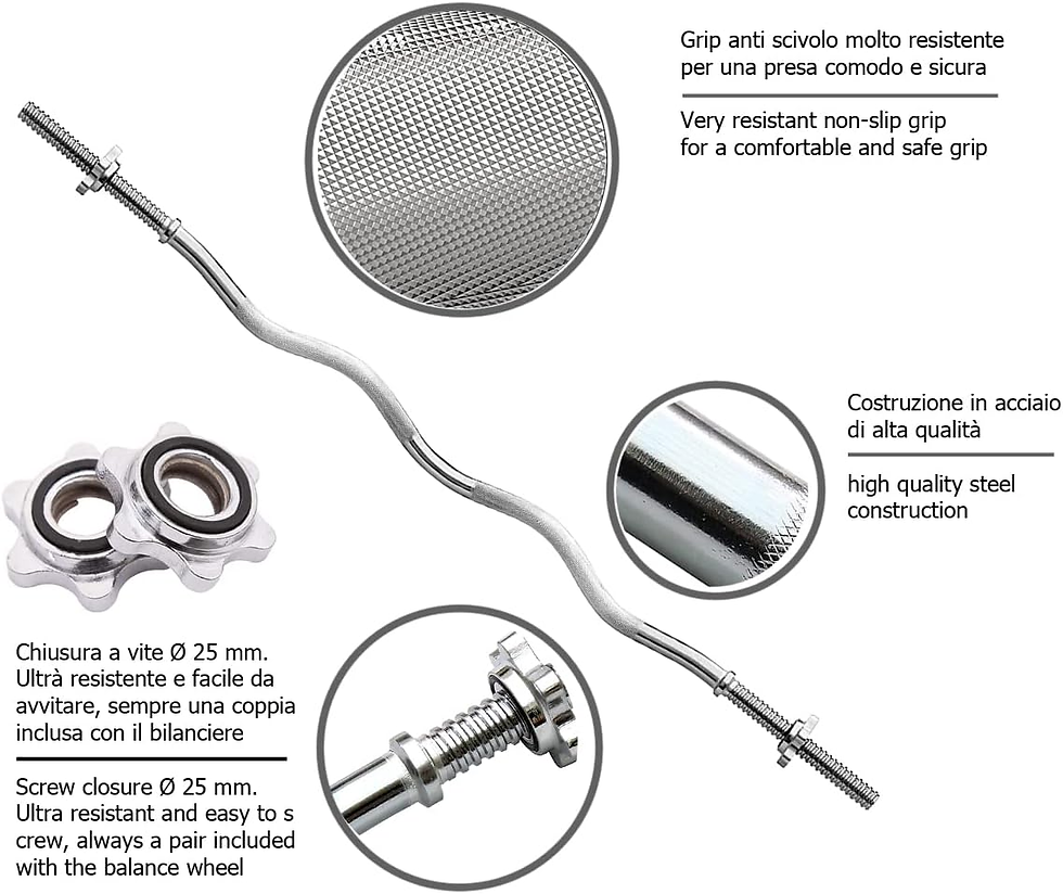 Miniatura: Barra CURL Cromado 120 Cm. | Cierre De Rosca | Ø Carga De La Barra: 25 Mm | Carg
