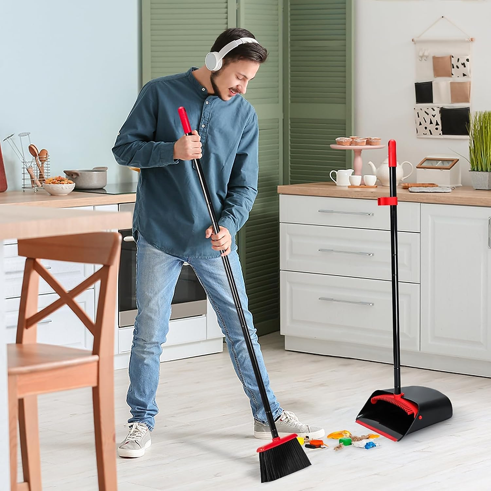 Miniatura: Broom and Dustpan Set for Home,Upright Broom and Dustpan Combo Sweep Set…