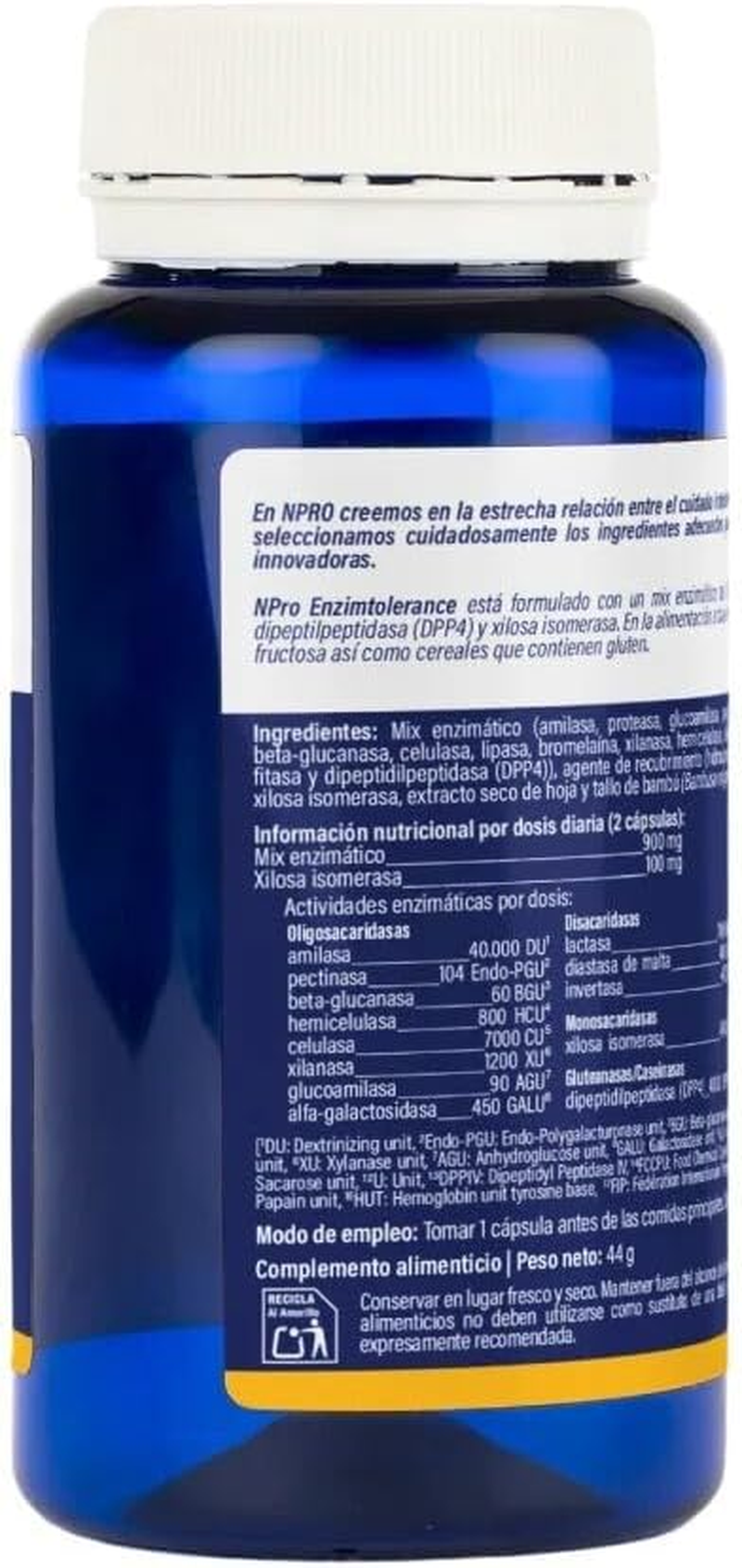 Miniatura: Enzimtolerance 60 Cápsulas – Suplemento Con 18 Enzimas Digestivas, DPP4 Y Xilosa