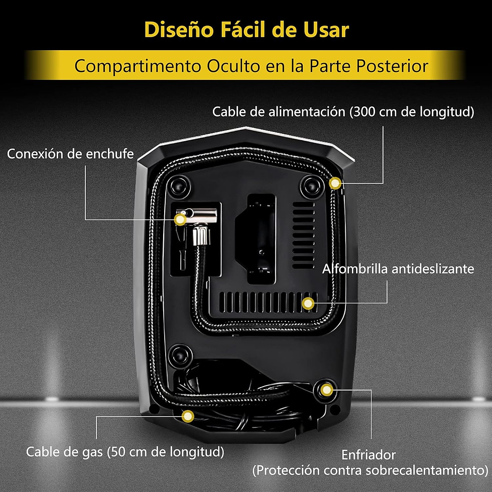 Miniatura: Inflador Ruedas Coche, Compresor Aire Portatil De Neumáticos De Coche Con 3 Adap
