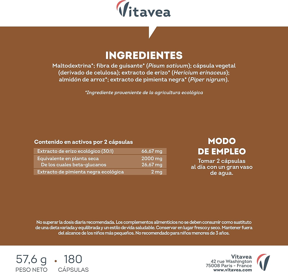 Miniatura: Melena De León BIO 2000 Mg – Lion’S Mane Hericium Erinaceus – 180 Cápsulas Vegan