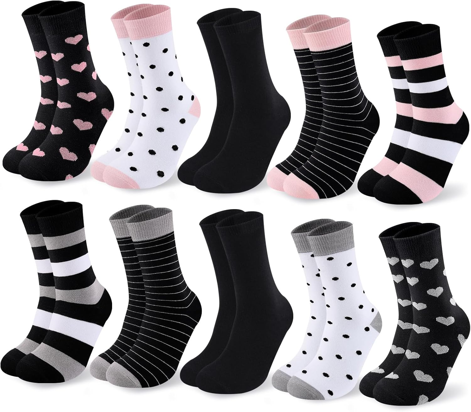 10 Pares Calcetines Mujer Coloridos Algodón 39-42, Medias Medianas, Deportivas C