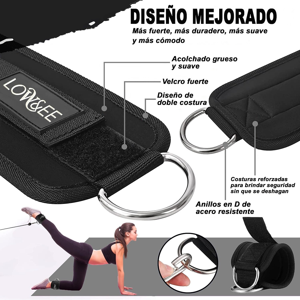 Miniatura: LOW&EE® Pack 2 Tobilleras Poleas Gym - Tobillera Para Polea Acolchada Para Mujer