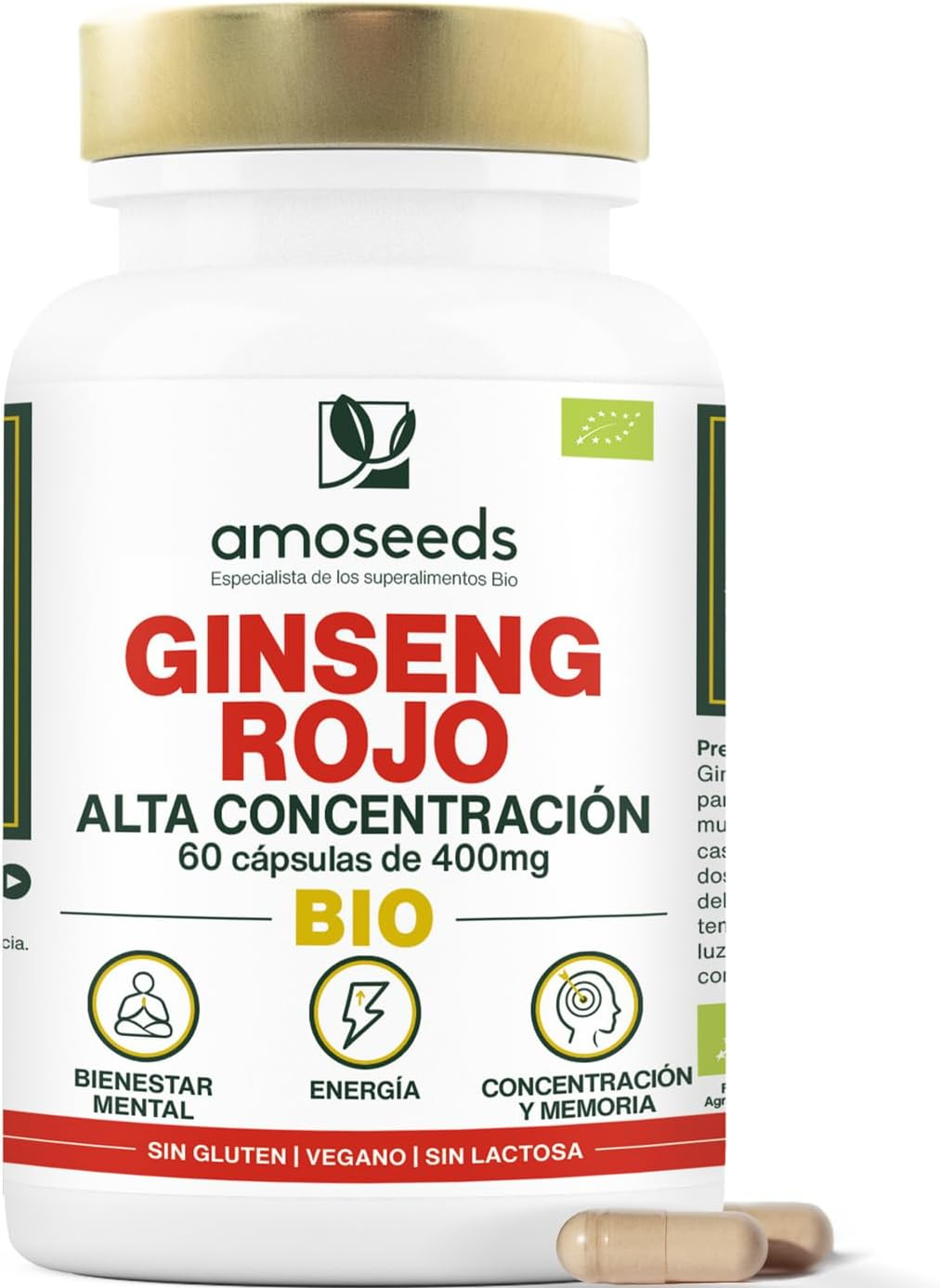 Panax Ginseng Rojo Coreano BIO | Extracto Alta Concentración | Energía, Vigor, A