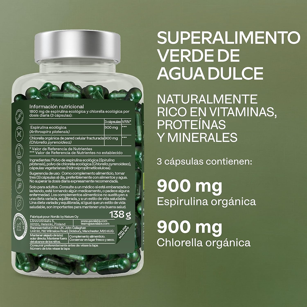 Miniatura: Espirulina Y Chlorella Orgánica – 200 Cápsulas De Spirulina Y Chlorella – 1800 M