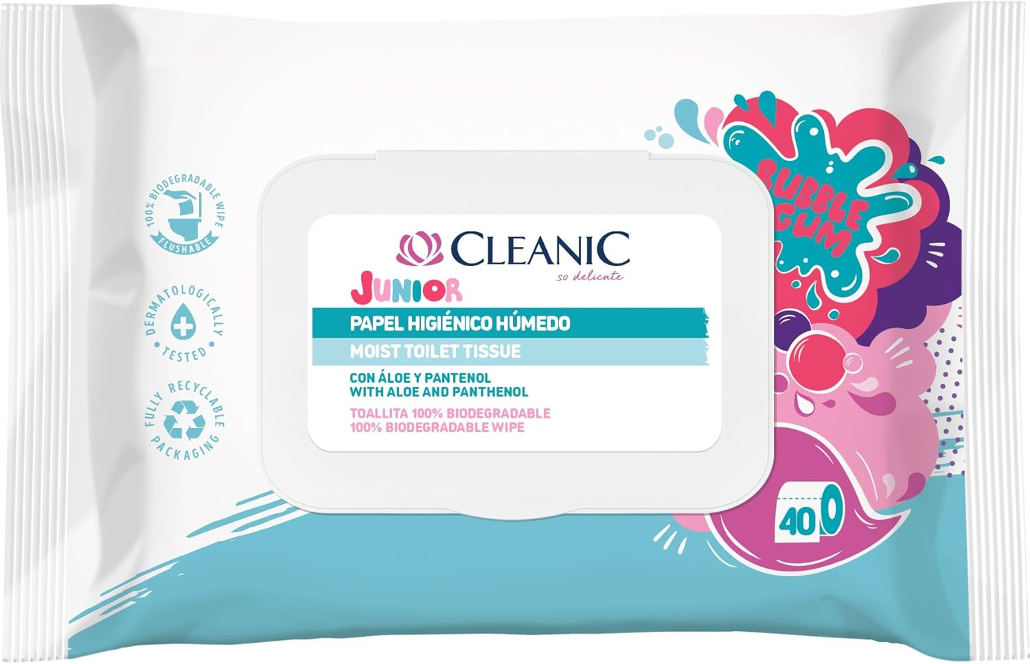Cleanic Junior Papel Higiénico Húmedo - Desechable Por El Inodoro - Combinación