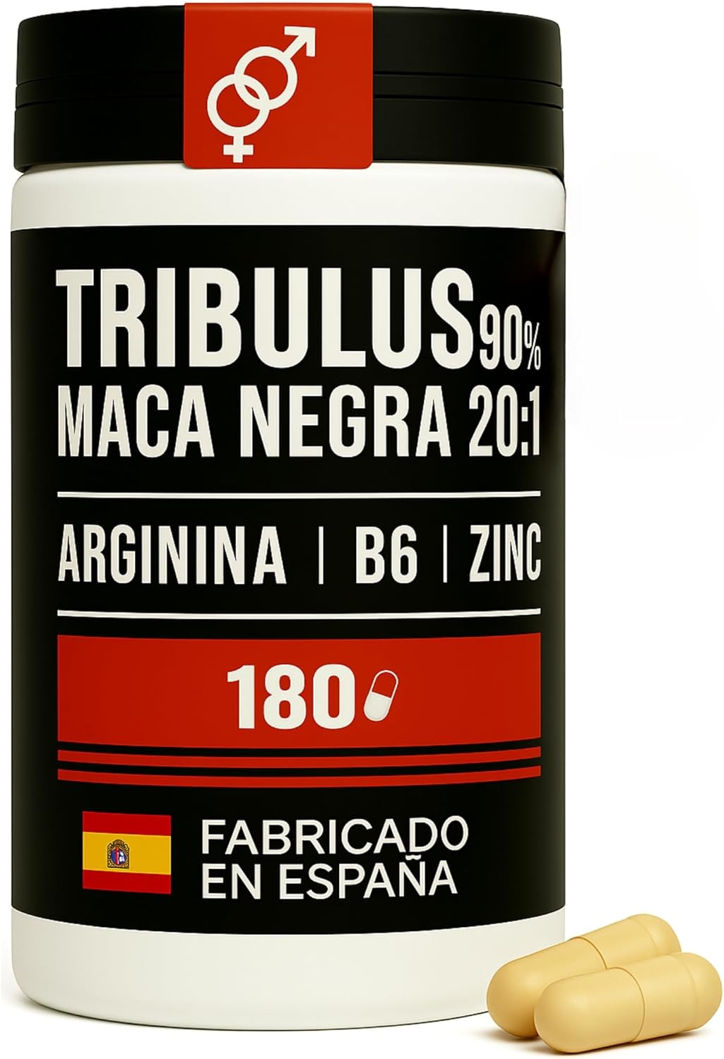 EUROPEA Tribulus Terrestris 180 Cáp - 90% Tribulus Maca Testosterona - Con Maca