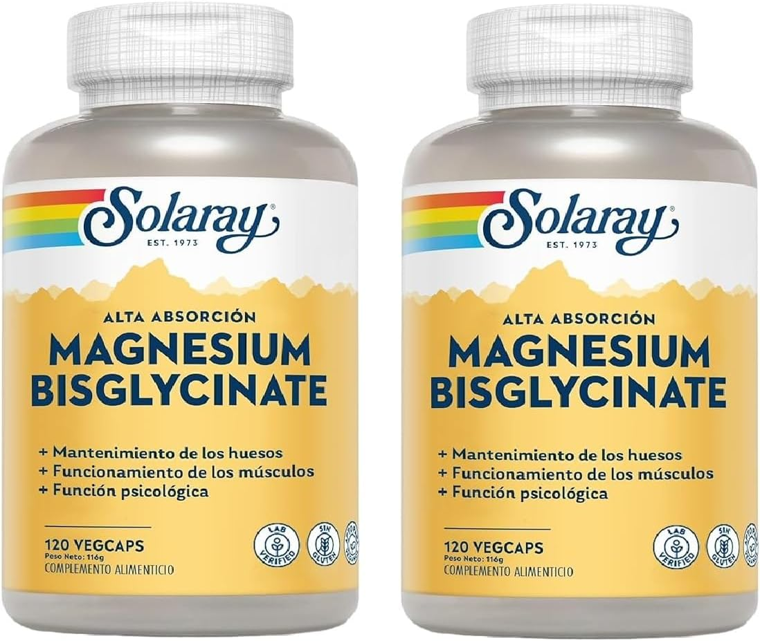 Pack 2 Unidades | Magnesio Bisglycinato 120 Cápsulas | Solaray