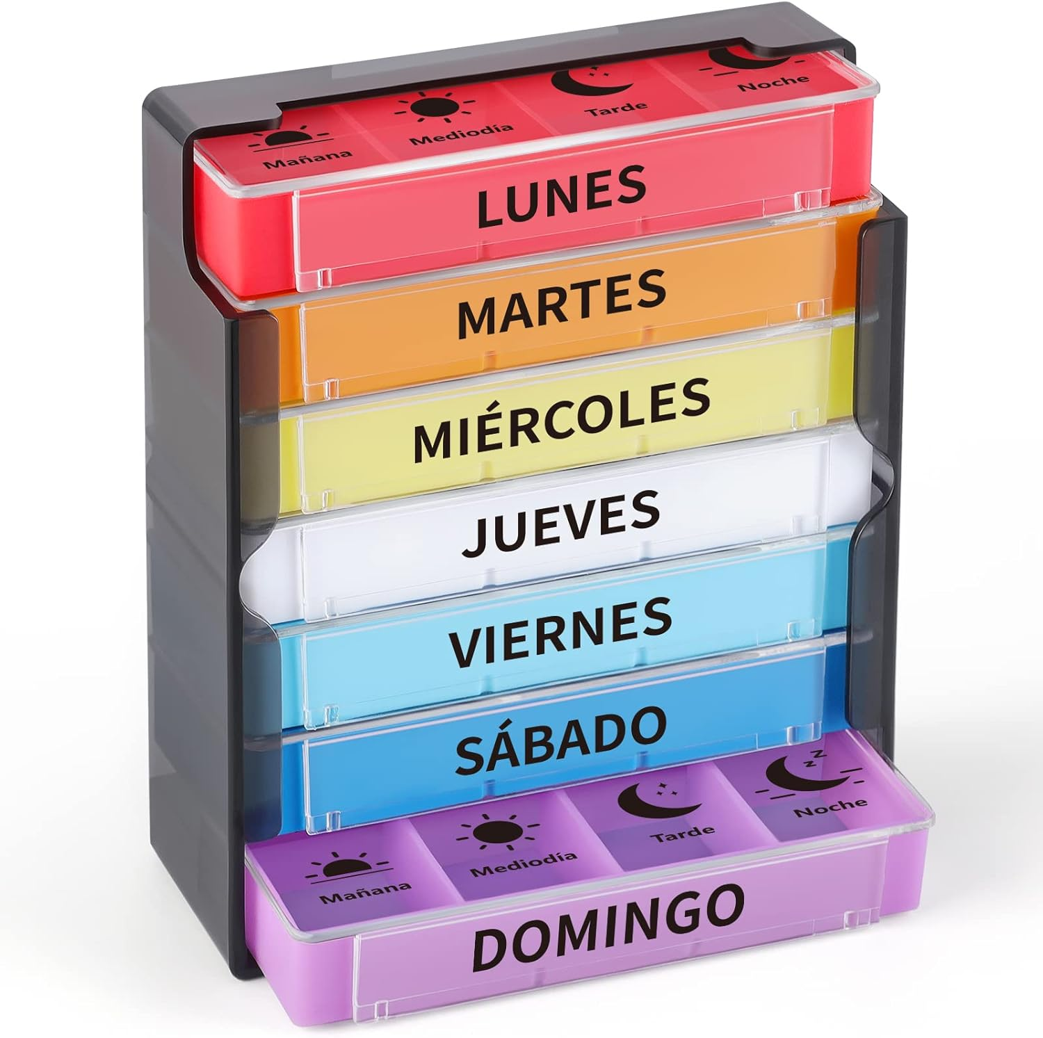 Pastillero Semanal 4 Tomas Español, Pastillero Viaje Con 28 Compartimentos, Past