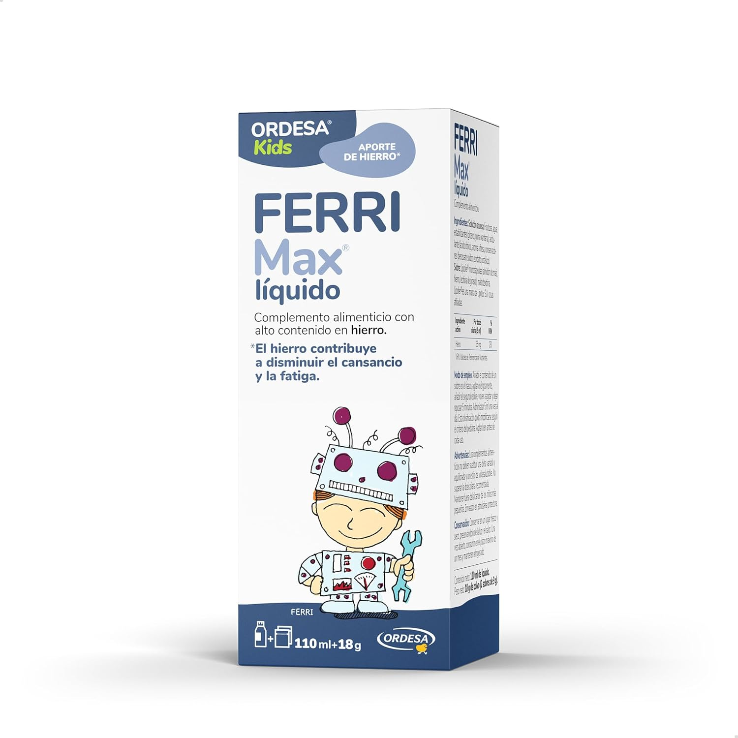 Ferrimax Líquido | 110Ml + 18G | Complemento Alimenticio Con Hierro Liposomado -