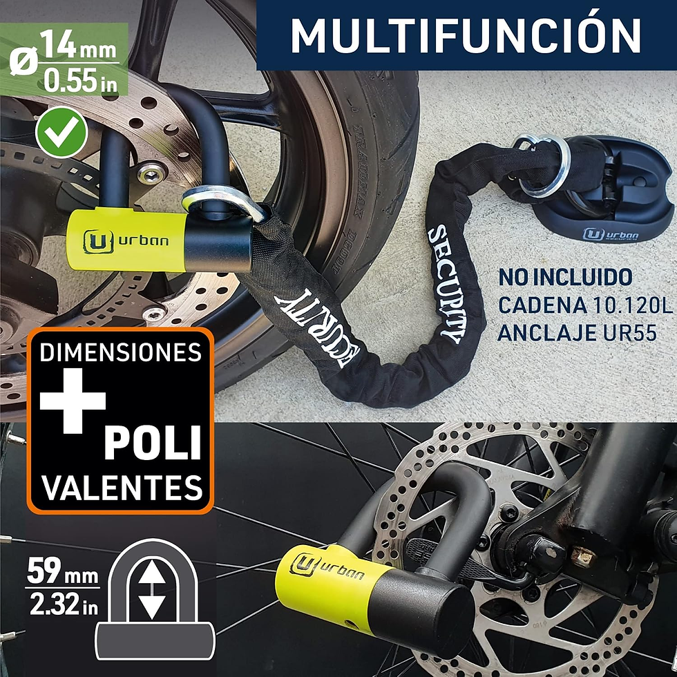 Miniatura: URBAN UR59 Candado Moto Disco Mini U Ø14Mm, Alta Seguridad, Antirrobo Moto Doble