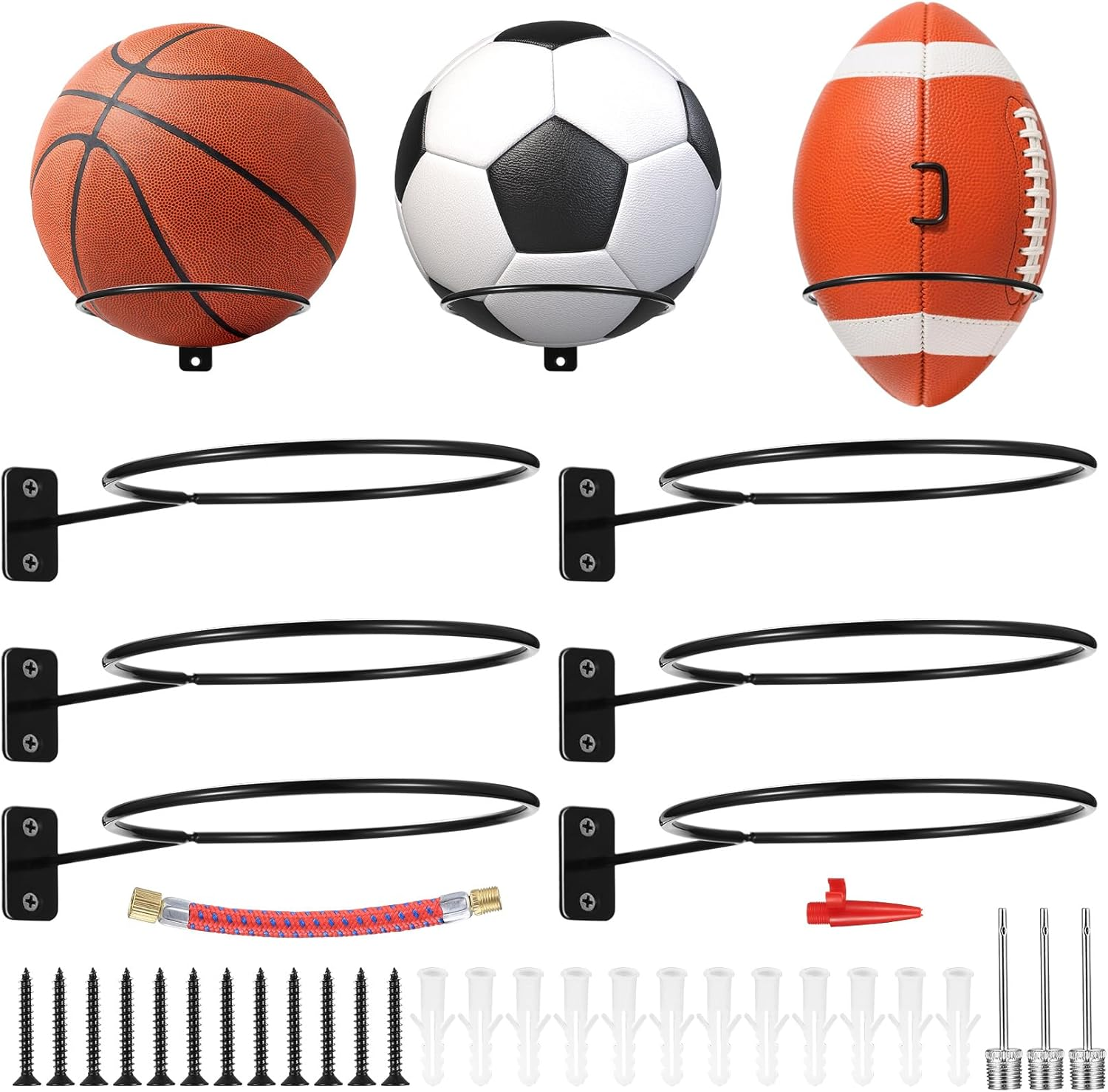 6 Pcs Soporte Balones Pared Pelota, Soporte Balon Futbol, Soporte De Almacenamie