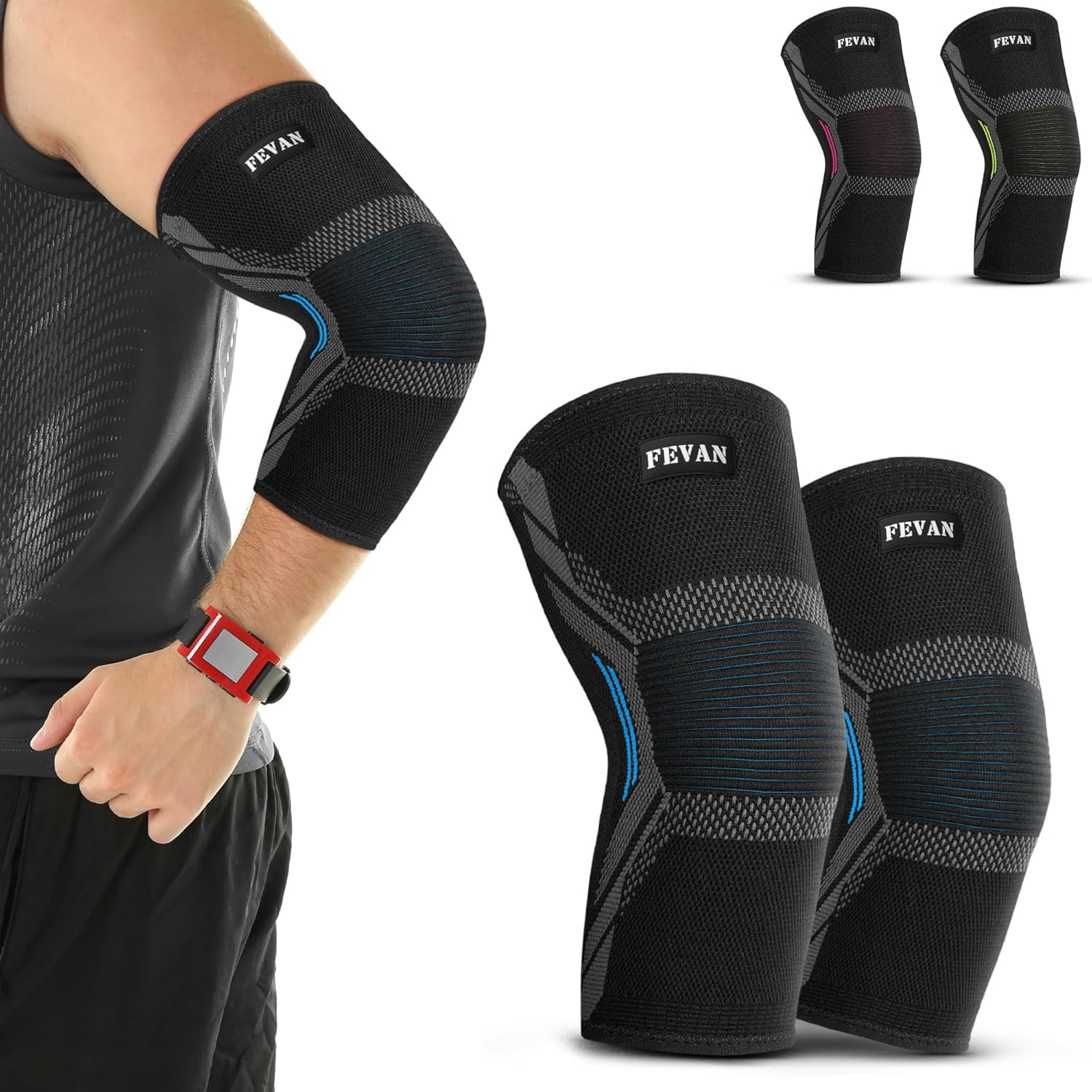 FEVAN PACK 2 Coderas De Compresión Para Epicondilitis Y Tendinitis, Para Hombre 