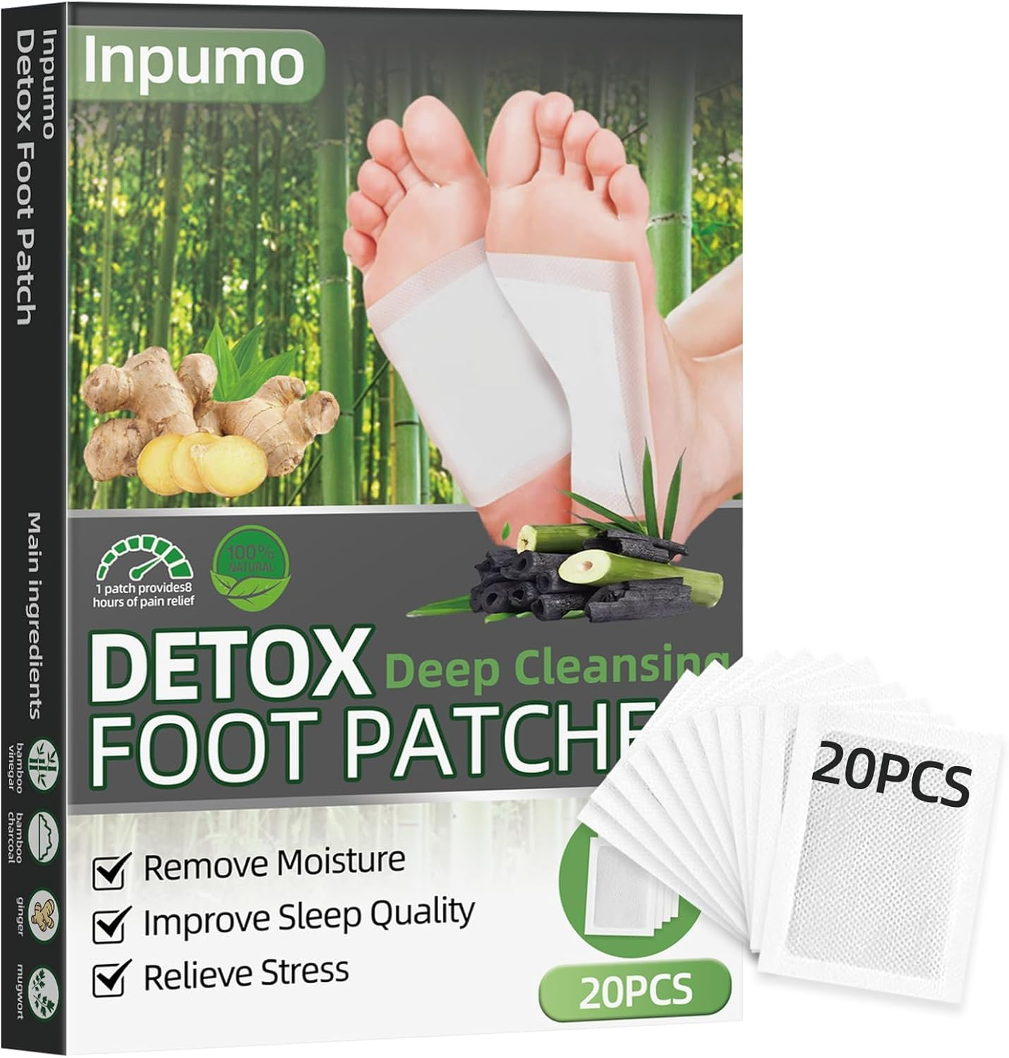 20 Parches De Desintoxicación Para Pies De Desintoxicación, Almohadillas Natural