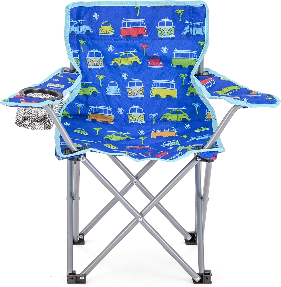 Miniatura: Silla Plegable De Camping Y Playa De Volkswagen Con Reposabrazos Y Motivos De T1