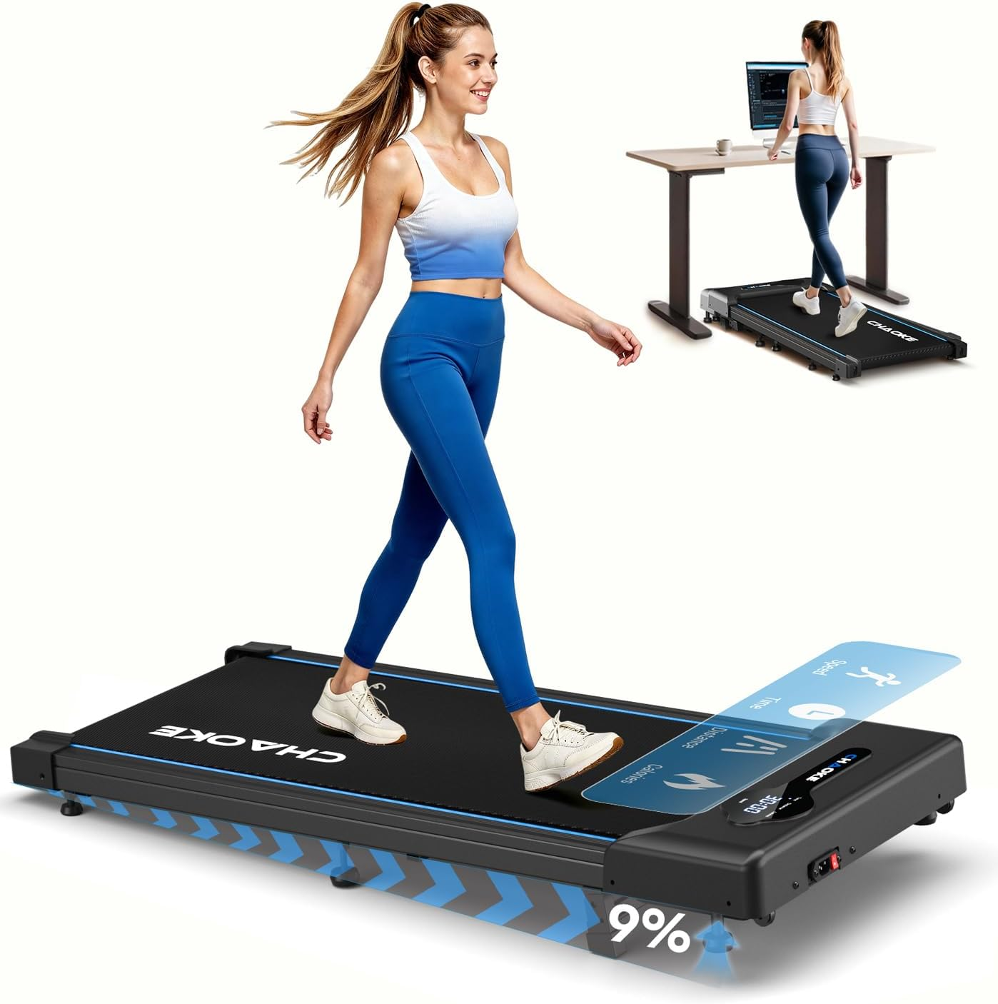 Cinta De Correr Walking Pad Con Inclinaciรณn Del 9%, Cinta De Correr Bajo Escrit