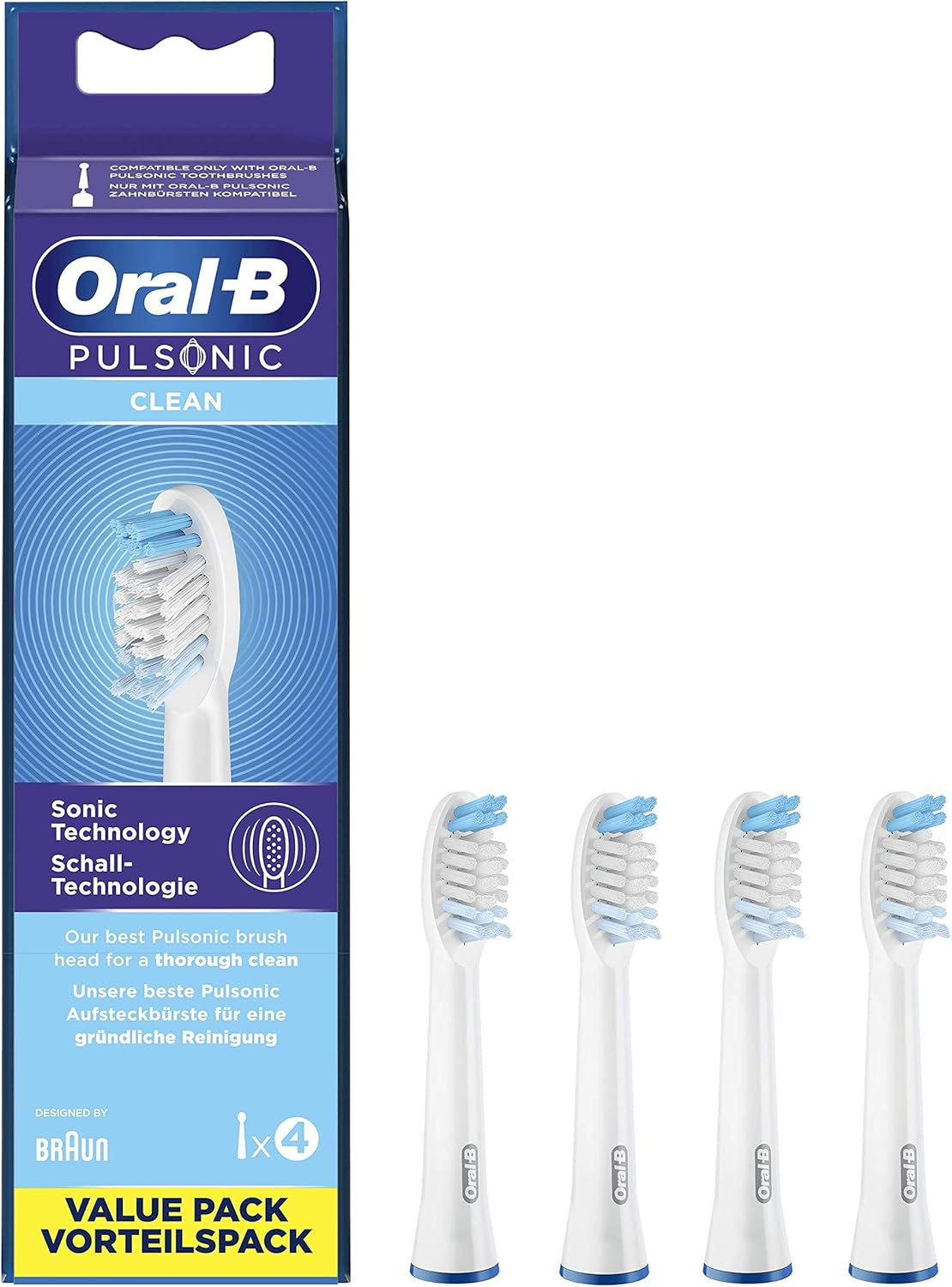Oral-B Pulsonic Clean - Cabezales Para Cepillo De Dientes (4 Unidades) Compatibl