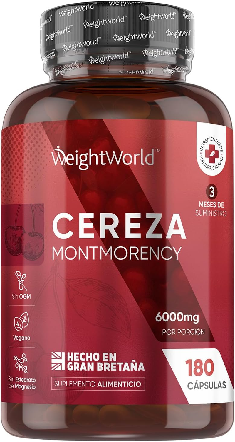 Cereza Montmorency 6000Mg, 180 Cápsulas, Suministro Para 3 Meses - Extracto De C