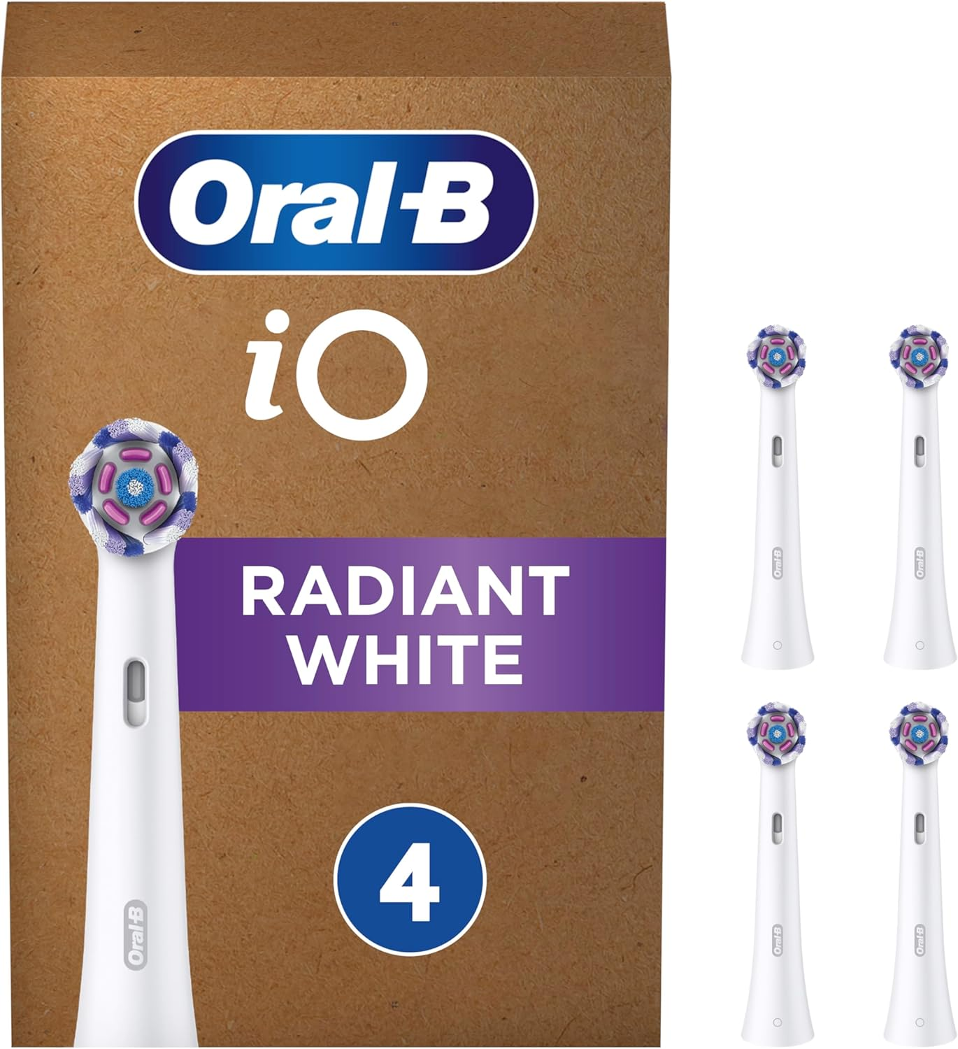 Oral-B Io Radiant White Recambios Para Cepillo De Dientes Eléctrico, Blanco, 4 U