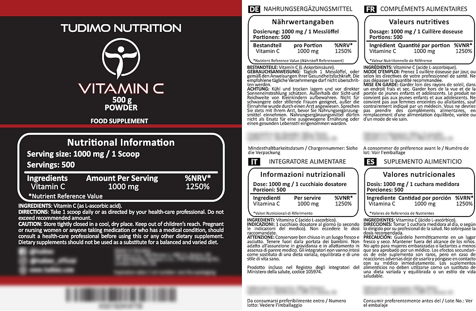 Miniatura: Vitamina C En Polvo 500G | 1000Mg Por Porción | Vegan | Cada Dosis Con 1000 Mg D