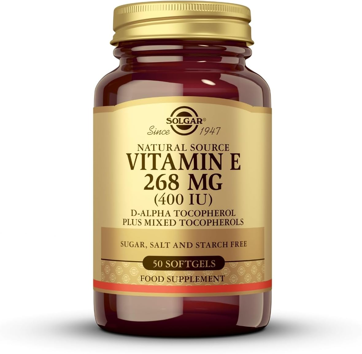 Solgar - Vitamina E 268 Mg (400 UI), D-Alfa Tocoferol Y Mezcla De Tocoferoles, 5
