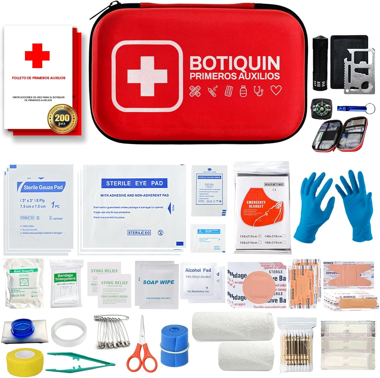 SUPER Botiquin De Primeros Auxilios PREMIUM 200 Piezas I Kit De Supervivencia Pa