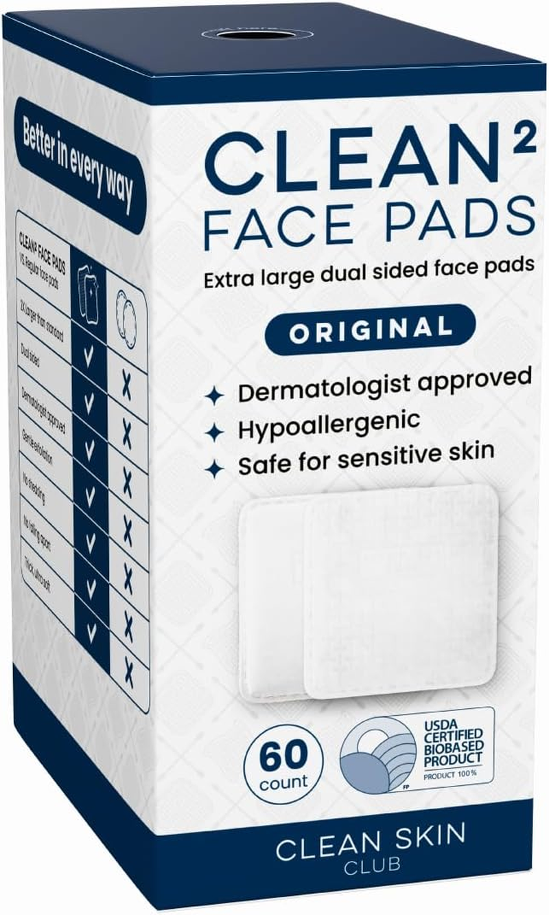 Clean Skin Club Clean² - Almohadillas Faciales Extra Grandes | 60 Quilates, Gara