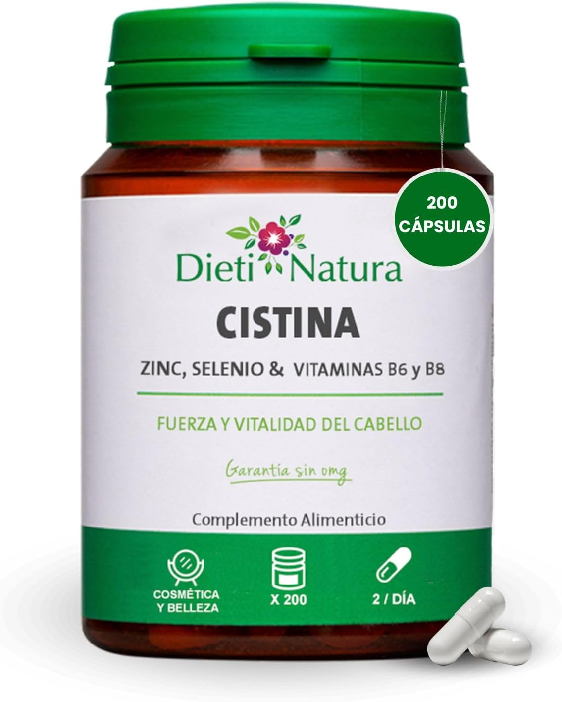 Dieti Natura 200 Cápsulas De Cistina Para El Cabello Con Vitamina B6 - Vitaminas