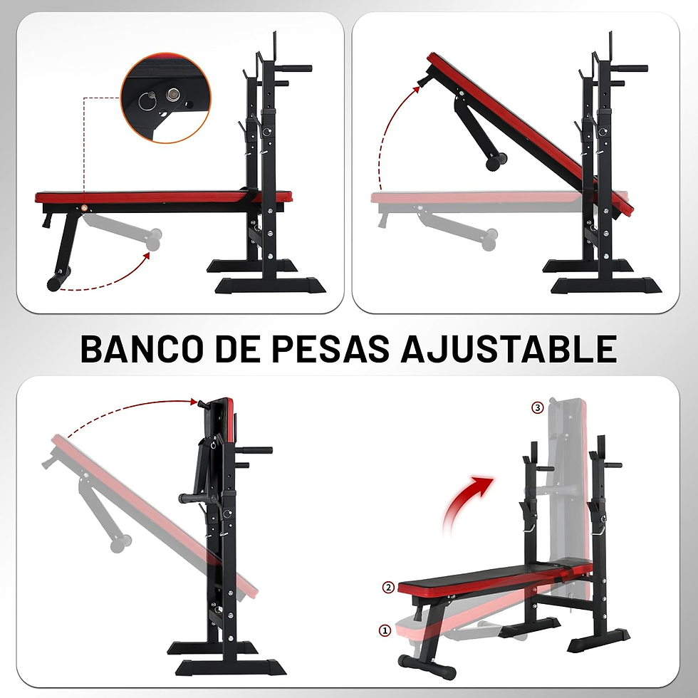 Miniatura: ISE Banco De Musculación Plegable Ajustable Con Soporte De Barras Para Mancuerna