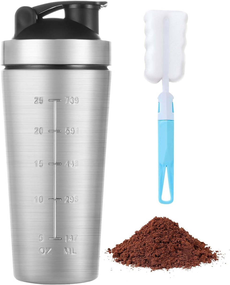 Miniatura: Coctelera De Proteína De Acero Inoxidable 700 + 200Ml, BPA Libre, Protein Shaker
