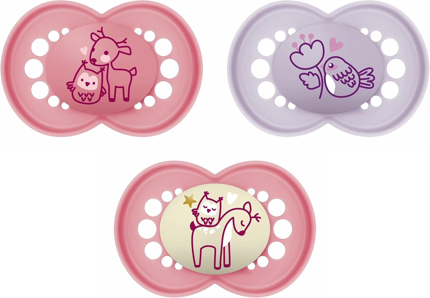 MAM Set De 3 Chupetes, Día Y Noche, a Partir De 6 Meses, Con Tetina Simétrica, P