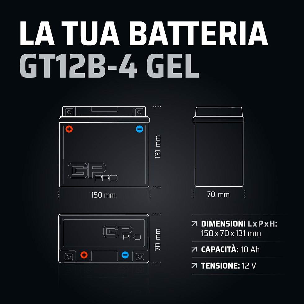 Miniatura: GT12B-4 - Batería De Arranque Para Motos, 12V, 10Ah, Parecido a YT12B-4 / YT12B-