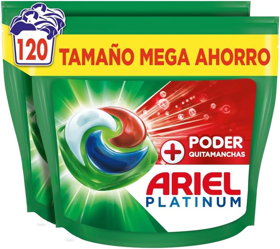 ARIEL PODS Platinum Detergente Lavadora Liquido 120 Capsulas/Pastillas, Jabon Ex