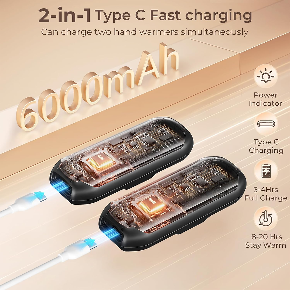 Miniatura: Calentador De Manos Recargable 2 Piezas, Portatil Calienta Manos Con LED, 5 Nive
