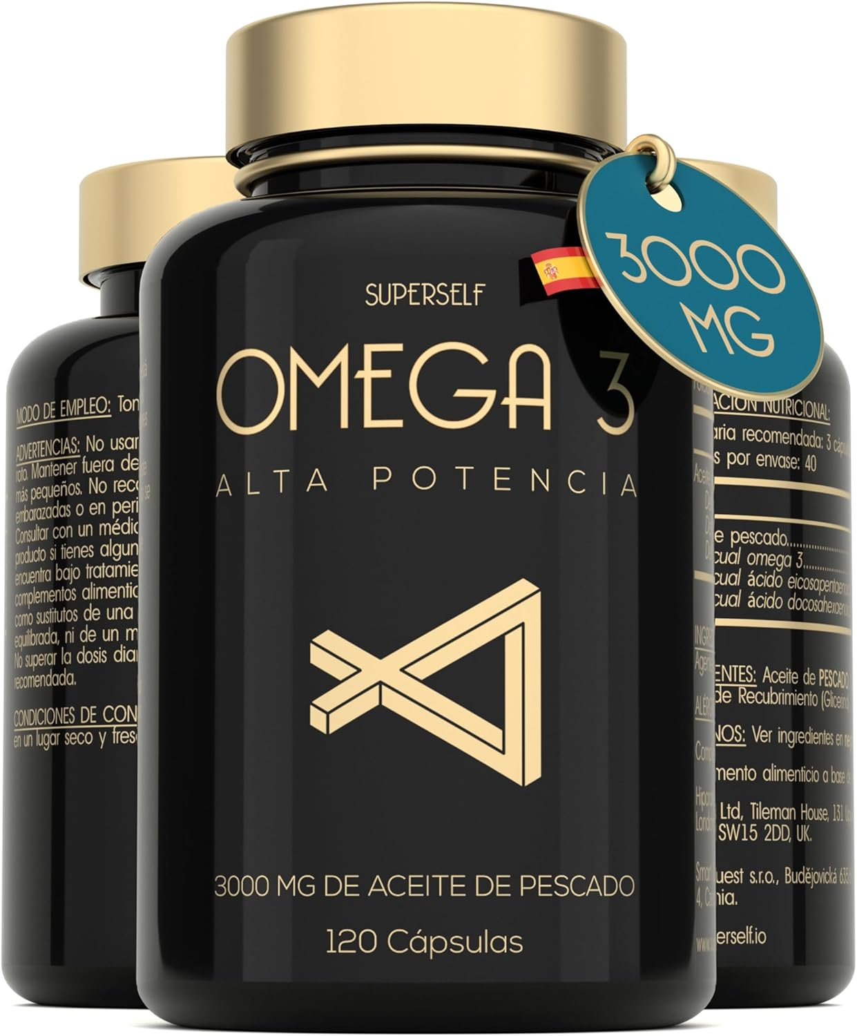 Omega 3 Aceite De Pescado - 3000 Mg Triple Potencia - 120 Cápsulas Blandas - 990