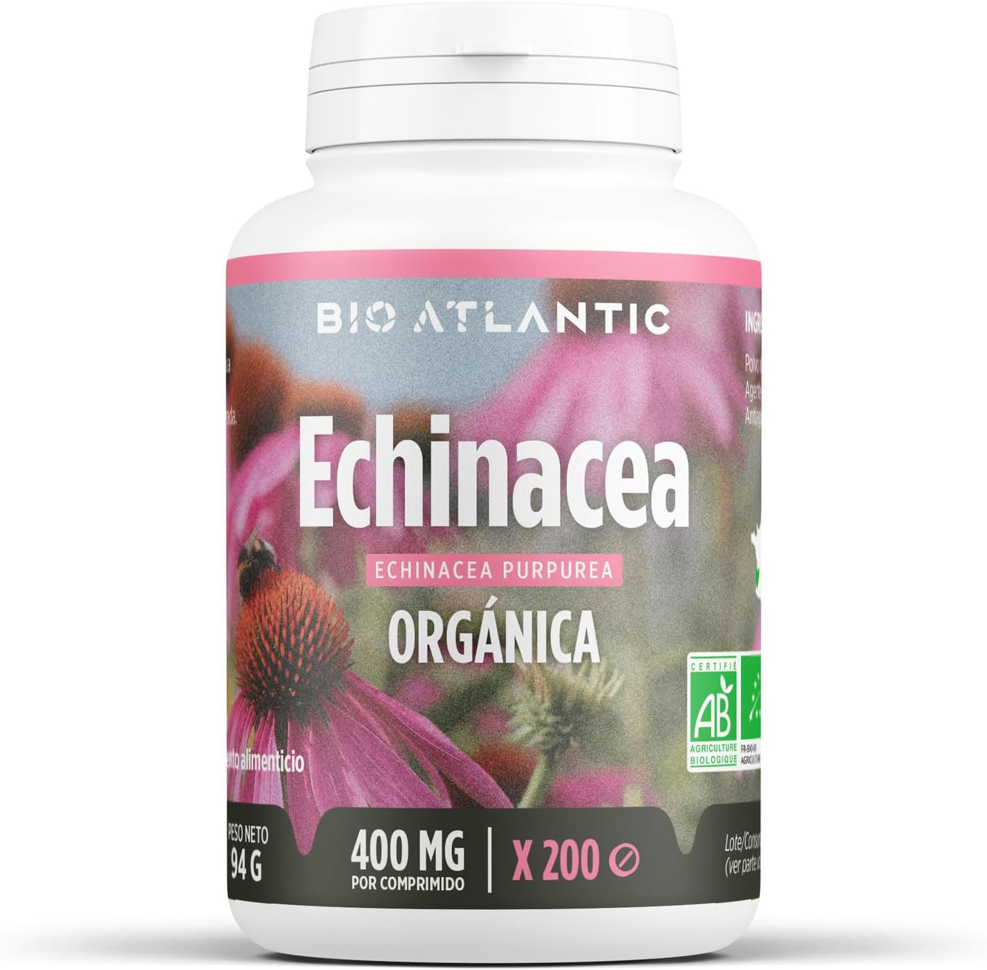 ✿ Echinacea Purpurea Orgánica - 1200 Mg Por Dosis Diaria - 200 Comprimidos - Alt