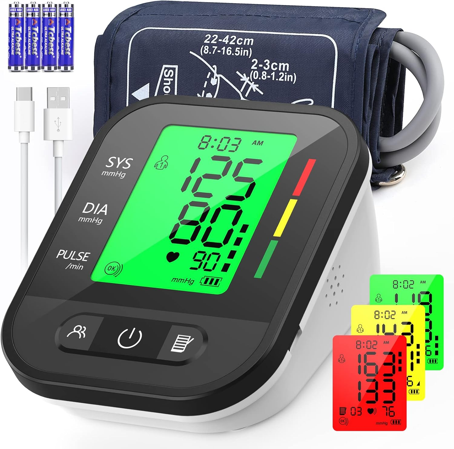 Tensiómetro De Brazo Digital, Kkmier Medidor Tension Arterial Grande Pantalla LC