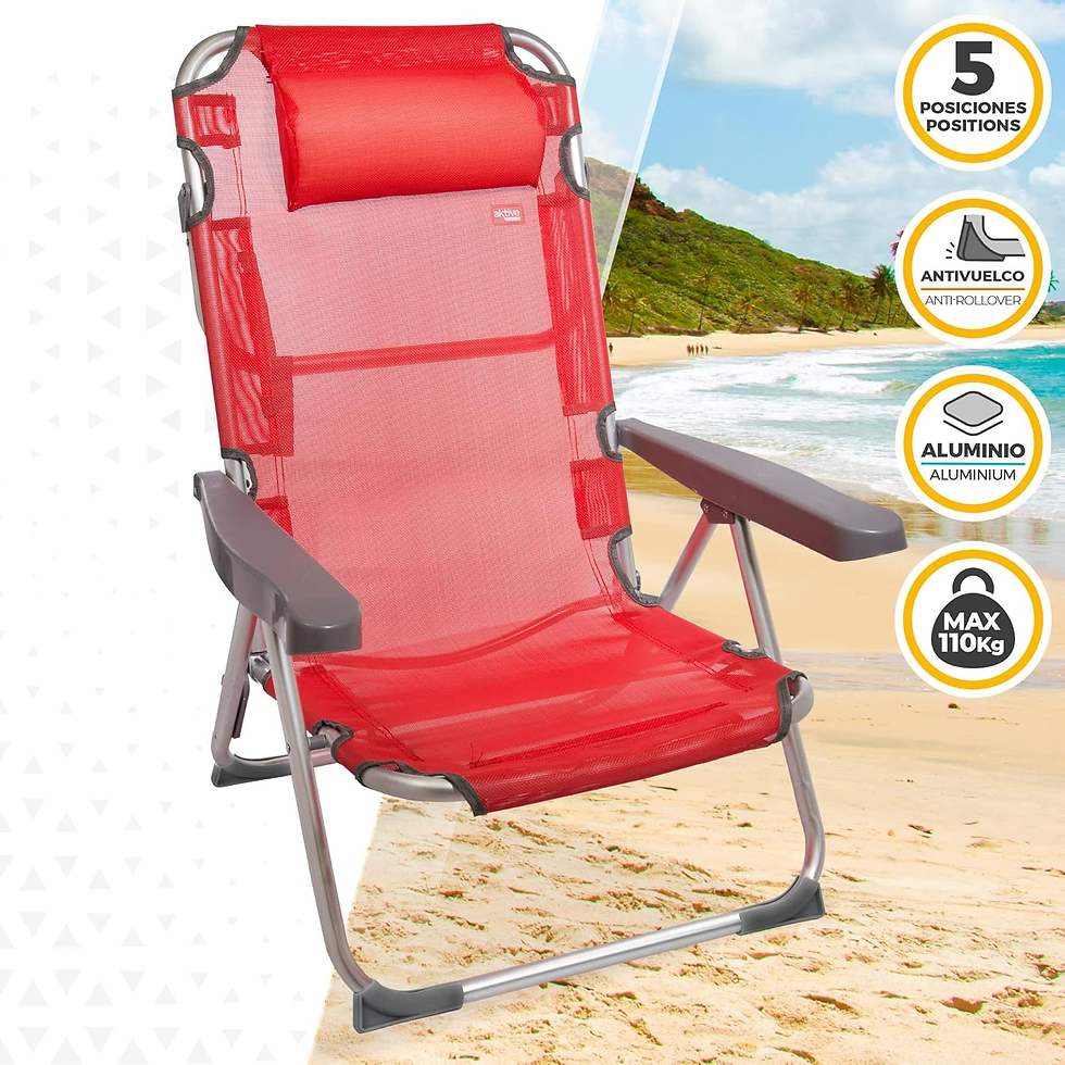 Miniatura: AKTIVE 62634 - Silla Playa Plegable Reclinable | Silla Plegable Alta Con Cojín |