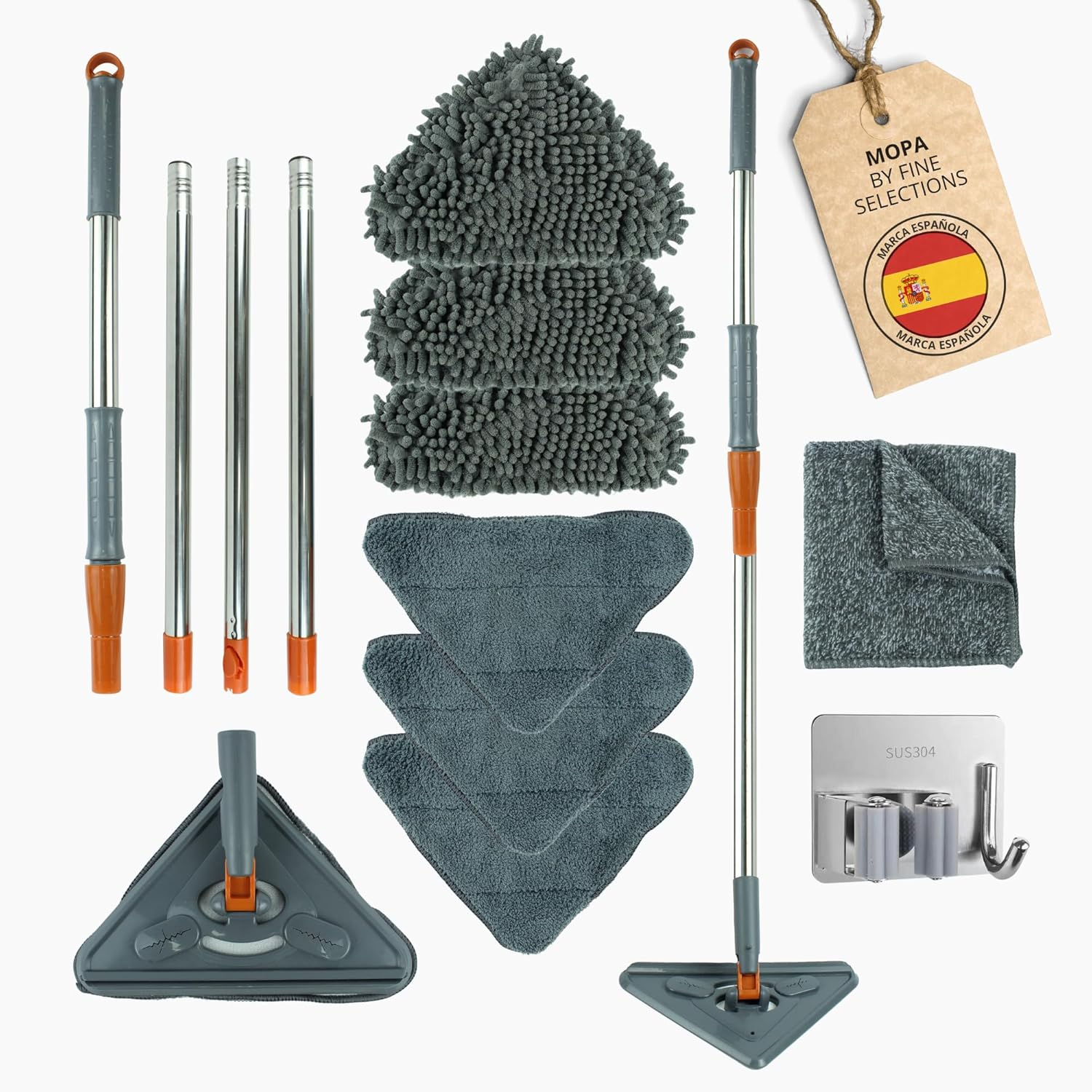 Mopa Triangular Giratoria 360 | Mopa Para Limpiar Azulejos Y Paredes | Kit Con A