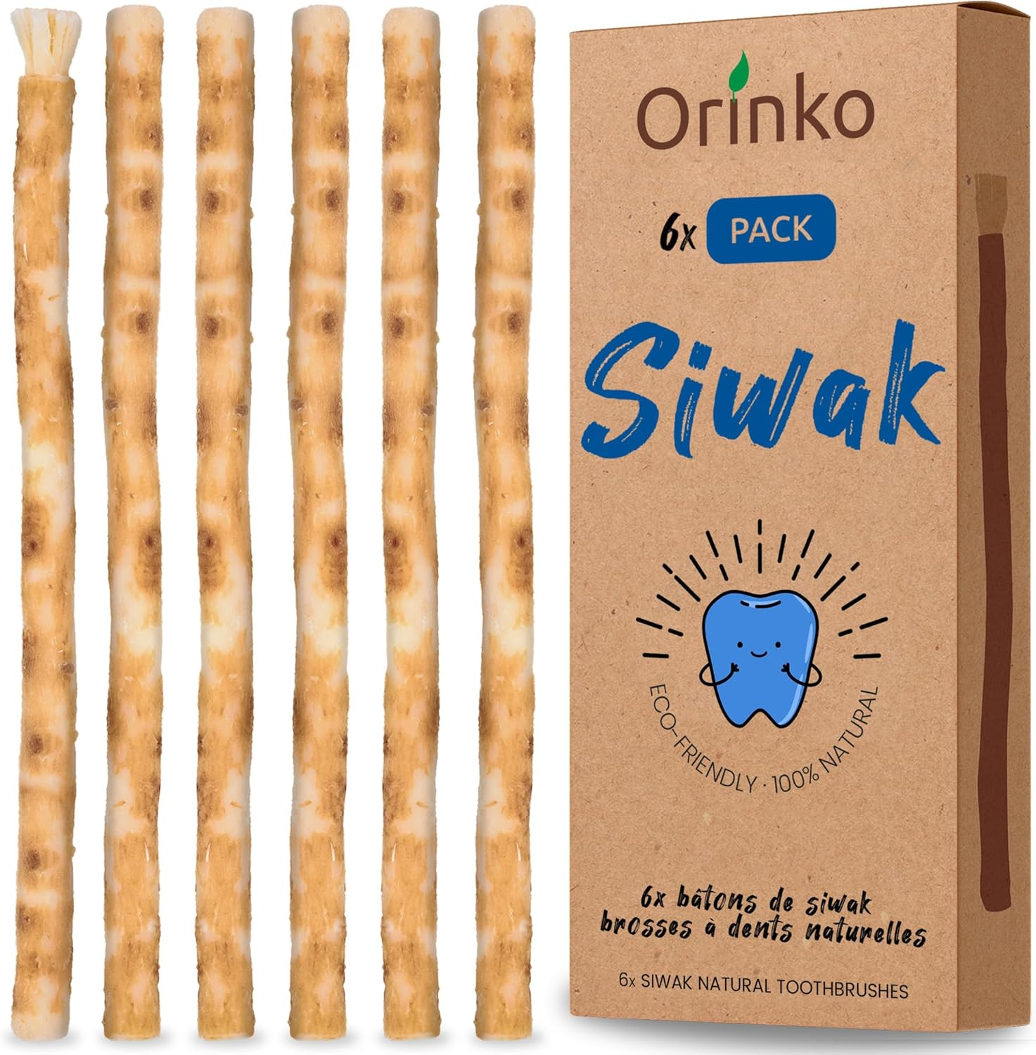 ORINKO® Miswak Natural X6 - Siwak Cepillo De Dientes Ecológico Para Blanqueamien