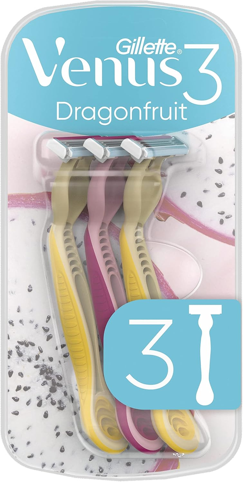 Venus Gillette 3 Dragonfruit Máquinillas Desechables, Pack De 3, Máquinilla De A