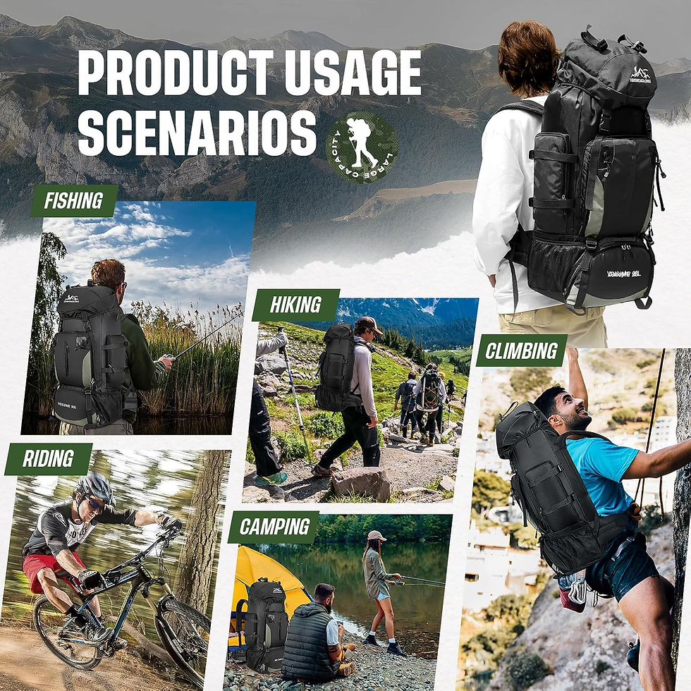 Miniatura: Mochila Impermeable De Senderismo 90L Para Hombres, Mochila De Viaje De Gran Cap