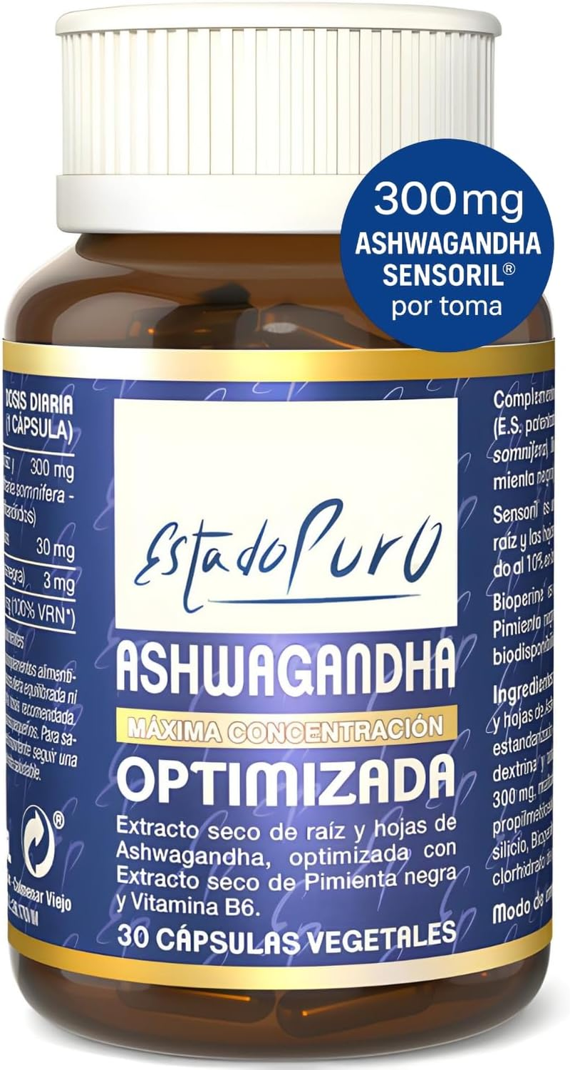 Ashwagandha Sensoril Estado Puro | Con 10% Withanólidos, Pimienta Negra Y Vitami